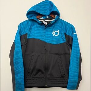 Nike KD Kevin Durant Zip Up Hoodie Jacket Boys Size Large Therma-Fit Gray Blue